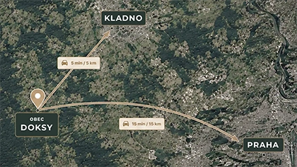 Mapa dostupnosti Doksy u Kladna